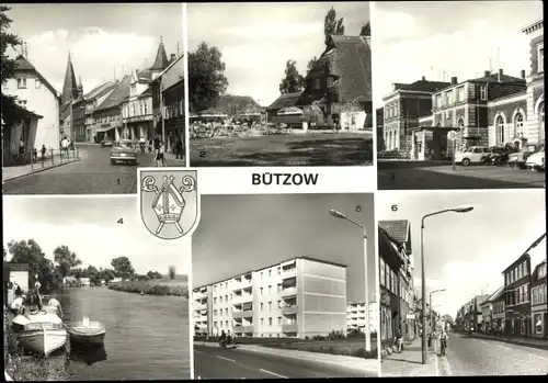 Ak Bützow in Mecklenburg, Straßenpartien, an der Warnow, Bahnhof Straßenseite, Naherholungszentrum