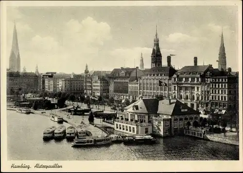 Ak Hamburg, Blick auf den Alsterpavillon