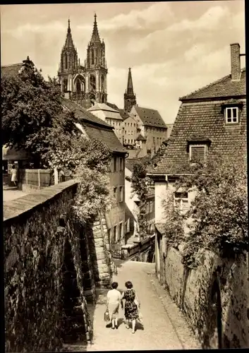 Ak Meißen an der Elbe, Rote Stufen, Blick zum Dom