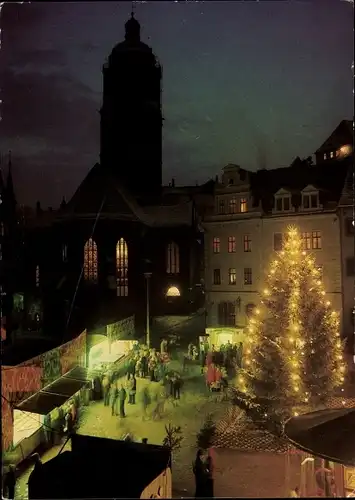 Ak Meißen an der Elbe, Weihnachtsmarkt, Fraunekirche, Weihnachtsbaum