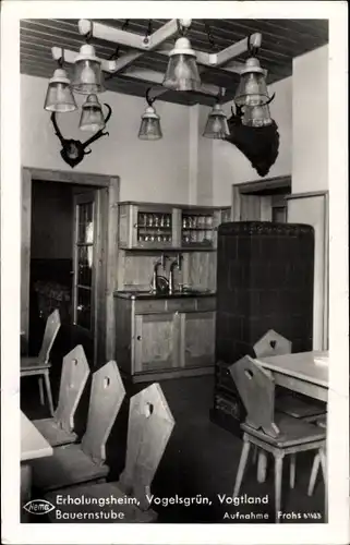 Ak Vogelsgrün Auerbach im Vogtland, Erholungsheim, Bauernstube