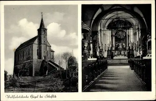 Ak Gügel Scheßlitz in Oberfranken, Wallfahrtskirche, Innen, Außen
