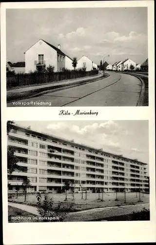Ak Marienburg Köln am Rhein, Volksparksiedlung, Hochhaus im Volkspark