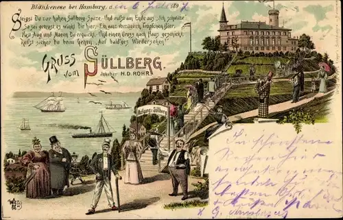 Litho Hamburg Altona Blankenese, Süllberg, Gasthaus