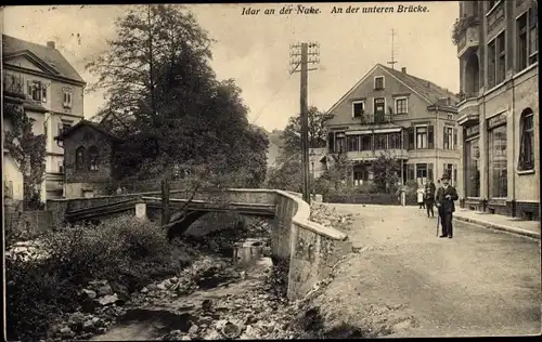 Ak Idar Oberstein an der Nahe, An der unteren Brücke