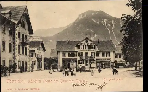 Ak Oberstdorf im Oberallgäu, Marktplatz, Buchhandlung