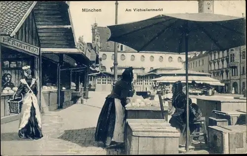 Ak München, Am Victualienmarkt, Viktualienmarkt, Händler