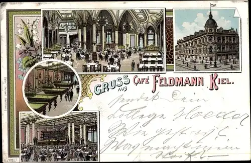 Litho Kiel, Café Feldmann, Innenansichten, Billardsaal