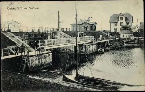 Ak Glückstadt an der Elbe, Schleuse