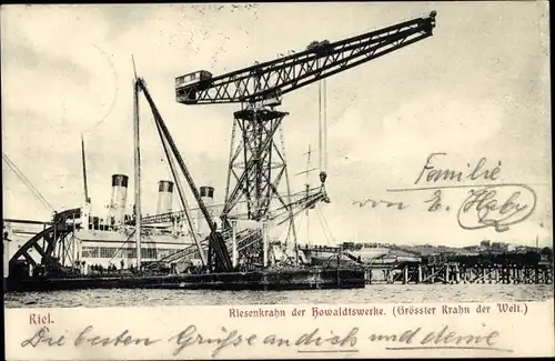 Ak Kiel Riesenkran der Howaldtswerke, Größter Kran der Welt