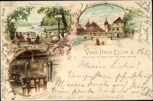 Litho Eutin in Ostholstein, Joh. Heinrich Voss Haus, Luisen Zimmer, Voss Brücke