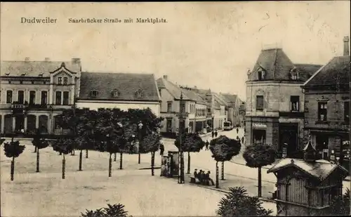 Ak Dudweiler Saarbrücken im Saarland, Saarbrücker Straße, Marktplatz