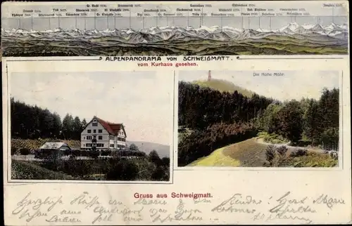 Ak Schweigmatt Raitbach Schopfheim in Baden, Kurhaus, Alpenpanorama, Hohe Möhr