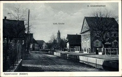 Ak Appenweier in Baden Württemberg, Blick auf die katholische Kirche, St. Elisabethenhaus