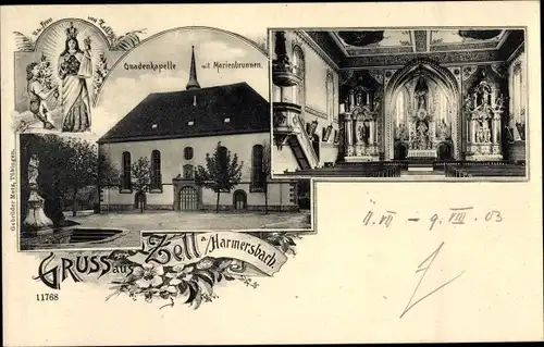 Ak Zell am Harmersbach Schwarzwald Baden, Gnadenkapelle, Marienbrunnen