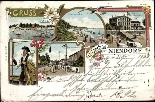 Litho Niendorf Timmendorfer Strand Ostholstein, Hotel Belvedere, Fischer