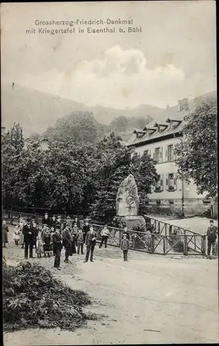 Ak Eisental Bühl in Baden Schwarzwald, Großherzog Friedrich Denkmal, Kriegertafel