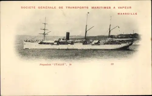 Ak Paquebot Italie, Société Générale des Transports Maritimes a Vapeur, Marseille