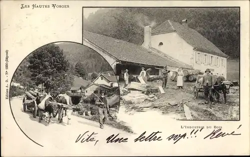 Ak Les Hautes Vosges, L'Industrie du Bois, Forstwirtschaft in den Vogesen, Sägewerk