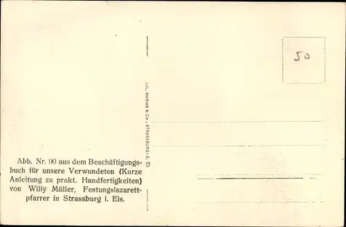 Scherenschnitt Künstler Ak Müller, Willy, Heimkehr des Kriegers aus d. Lazarett, angefertigte Tasche