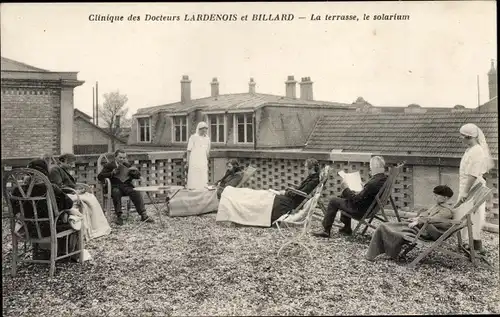 Ak Reims, Clinique des Docteurs Lardenois et Billard, La Terrasse, le solarium, Patienten, Sonnenbad