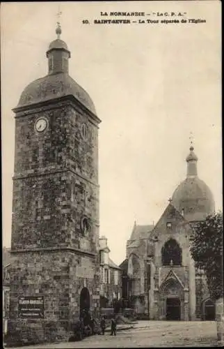 Ak St. Sever Calvados, La Tour séparée de l'Église