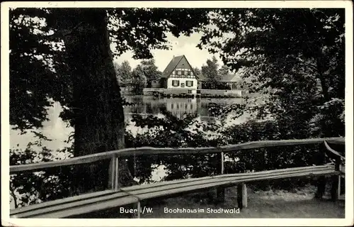 Ak Buer Gelsenkirchen im Ruhrgebiet, Bootshaus im Stadtwald