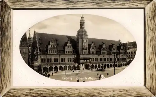 Passepartout Präge Ak Leipzig in Sachsen, Altes Rathaus