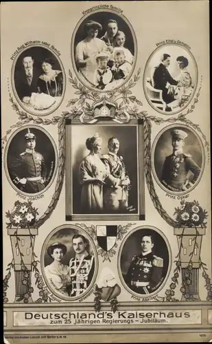 Ak Deutschlands Kaiserhaus unter Wilhelm II., 25 jähriges Regierungsjubiläum, Prinzen
