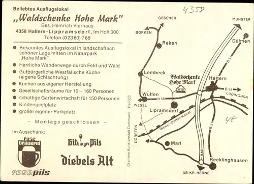 Ak Lippramsdorf Haltern am See Westfalen, Waldschenke Hohe Mark