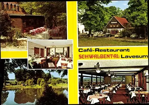 Ak Lavesum Haltern am See, Restaurant Café Haus Schwalbental, Innenräume, Terrasse, See