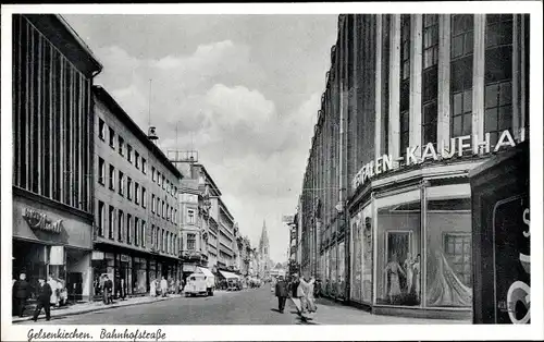 Ak Gelsenkirchen im Ruhrgebiet, Bahnhofstraße, Kaufhaus