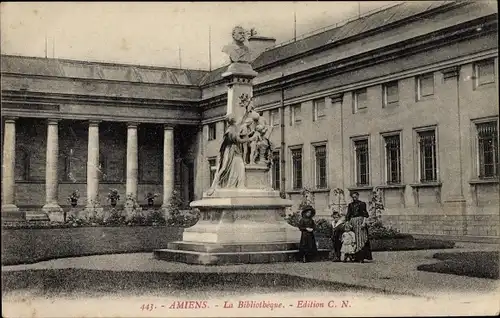 Ak Amiens Somme, La Bibliotheque, Monument