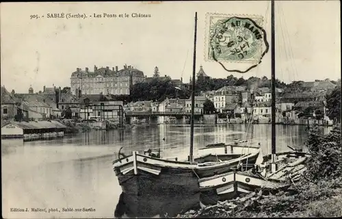 Ak Sablé sur Sarthe, Les Ponts et le Chateau