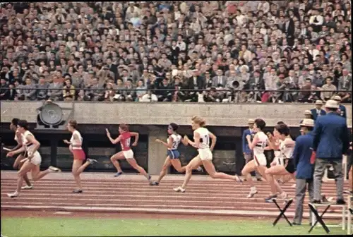 Ak XVIII. Olympische Spiele Tokio 1964, Leichtathletik 4x100m Staffel, Jutta Heine, Polen, USA, Engl