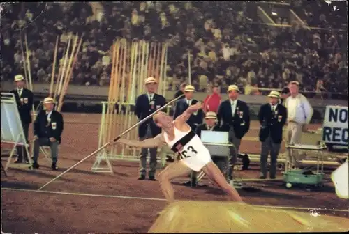 Ak XVIII. Olympische Spiele Tokio 1964, Leichtathletik Zehnkampf, Speerwurf, Willi Holdorf