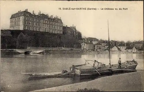 Ak Sablé sur Sarthe, Le Chateau vu du Port