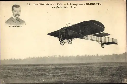 Ak Les Pionniers de l'air, Aeroplane Bleriot en plein vol, Flugzeug, Flugpionier