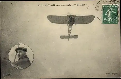 Ak Molon suor monplan Bleriot, Flugzeug, Flugpionier