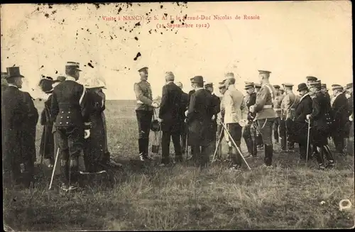 Ak Nancy Meurthe et Moselle, Visite du Grand Duc Nicolas de Russie en 1912