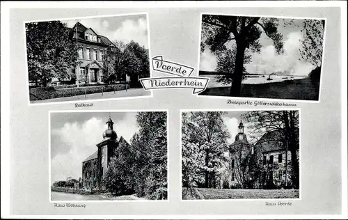 Ak Voerde am Niederrhein, Haus Voerde, Rathaus, Haus Wohnung, Rheinpartie Götterswickerhamm