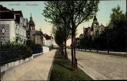 Ak Aachen in Nordrhein Westfalen, Blick in die Nizzaallee, Wohnhäuser