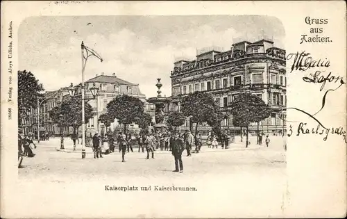 Ak Aachen in Nordrhein Westfalen, Kaiserplatz, Kaiserbrunnen