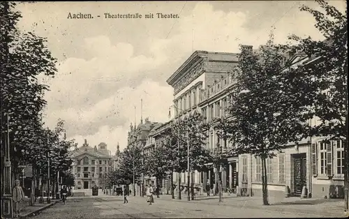 Ak Aachen in Nordrhein Westfalen, Theaterstraße, Theater