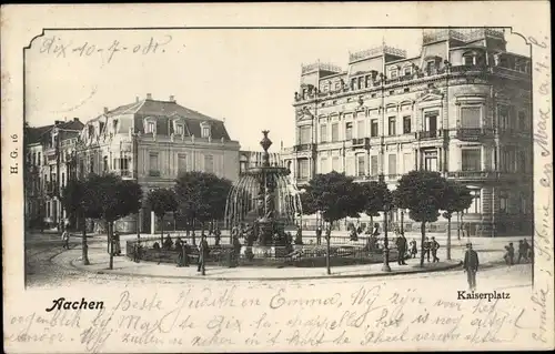 Ak Aachen in Nordrhein Westfalen, Kaiserplatz, Brunnen