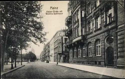 Ak Mainz am Rhein, Kaiserstraße, Bezirks Sparkasse