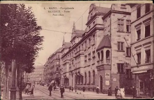 Ak Mainz Rheinland Pfalz, Postgebäude, Handlung