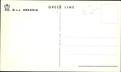 Ak Dampfschiff QSS Arkadia, Greek Line, Ansicht Backbord