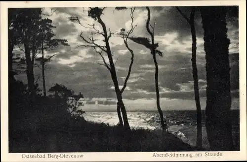 Ak Dziwnów Berg Dievenow in Pommern, Abendstimmung am Strand