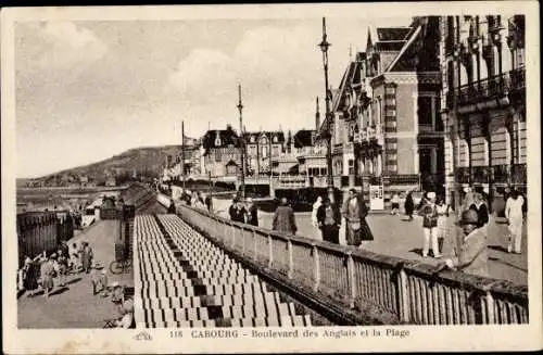 Ak Cabourg Calvados, Le Boulevard des Anglais, La Plage